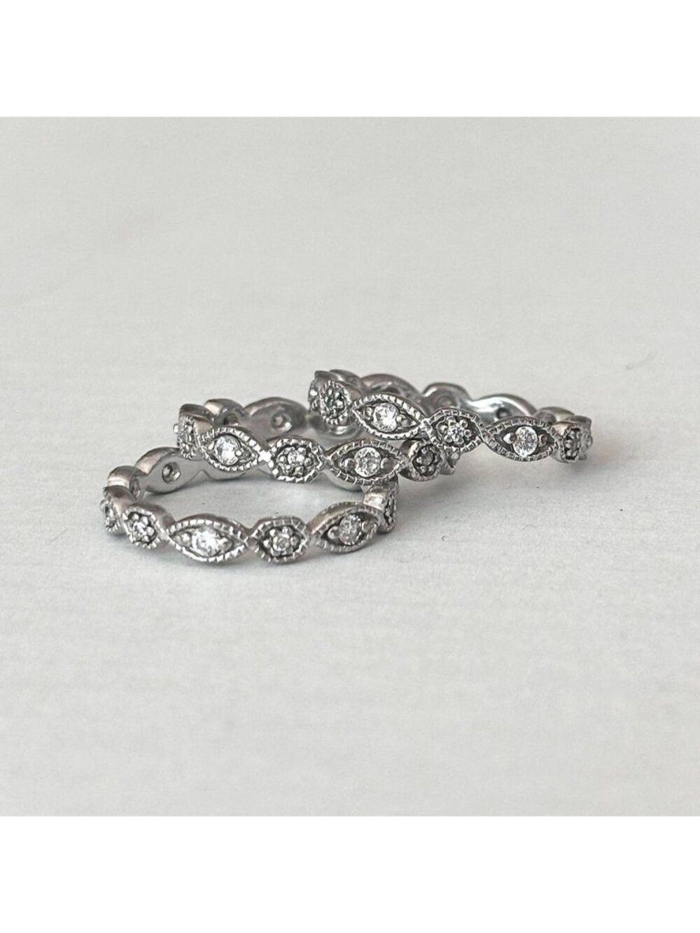 Pave 925 sterling silver stacking rings set